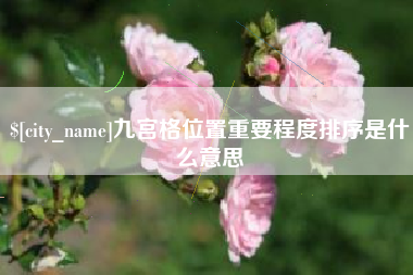 邵阳九宫格位置重要程度排序是什么意思